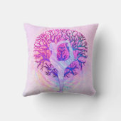 パステルカラーのピンクのヨガの木の女性 クッション (裏面)