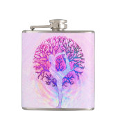 パステルカラーのピンクのヨガの木の女性 フラスク (正面)