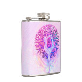 パステルカラーのピンクのヨガの木の女性 フラスク (右)