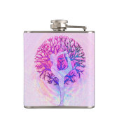 パステルカラーのピンクのヨガの木の女性 フラスク (裏面)