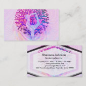 パステルカラーのピンクのヨガの木の女性 名刺 (正面/裏面)