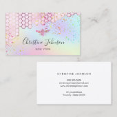 パステルカラーのピンクビーのロゴフェイクグリッター 名刺 (正面/裏面)