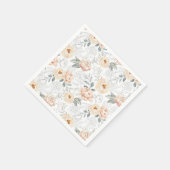 パステルカラーのピーコック・ピオニー花柄 スタンダードカクテルナプキン (角)