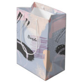 パステルカラーのブラシストロークのコラージュパターン ミディアムペーパーバッグ (裏面アングル)