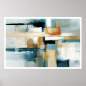 パステルカラーのブラシストローク抽象芸術幾何学的アート ポスター (正面)