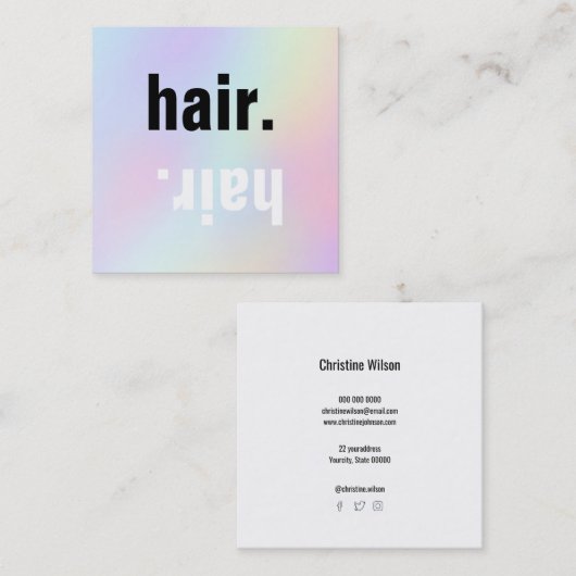 パステルカラーのヘアスクリプト スクエア名刺 (正面/裏面)