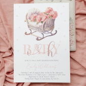 パステルカラーのベイビーシャワーベイビーバスケット 招待状
