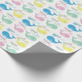 パステルカラーのベビーのクジラ ラッピングペーパー (角)