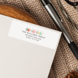 パステルカラーのホリデードードクリスマスツリー ラベル