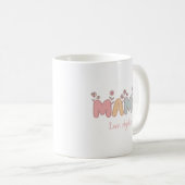 パステルカラーのママ 母の日 名前入りカスタム コーヒーマグカップ (正面右)