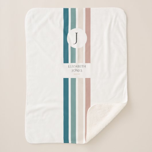 パステルカラーのミニマルデザイン シェルパブランケット (正面)