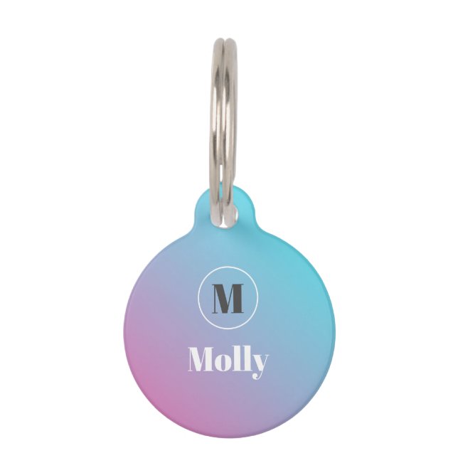 パステルカラーのミニマルデザイン ペット　ネームタグ (正面)