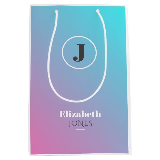 パステルカラーのミニマルデザイン ミディアムペーパーバッグ (正面)