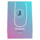 パステルカラーのミニマルデザイン ミディアムペーパーバッグ (裏面)