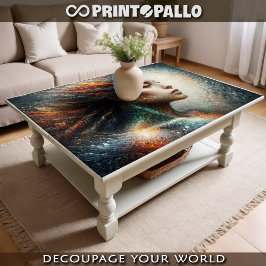 パステルカラーのモサック女性 薄葉紙