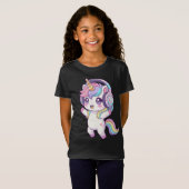 パステルカラーのユニコーンのダンス Tシャツ (正面フル)