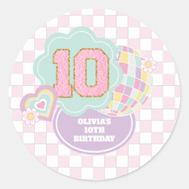 パステルカラーのヴァーシティ風パッチ 10歳の誕生日 ラウンドシール