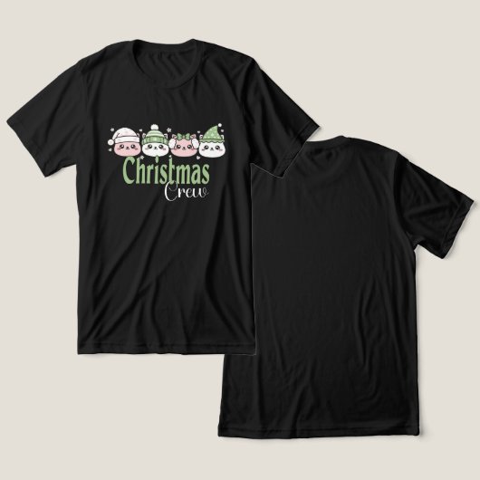 パステルカラーの可愛いクリスマス猫 トライブレンドTシャツ (デザイン正面&裏面)