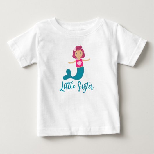 パステルカラーの可愛い妹の貝殻人魚姫 ベビーTシャツ (正面)
