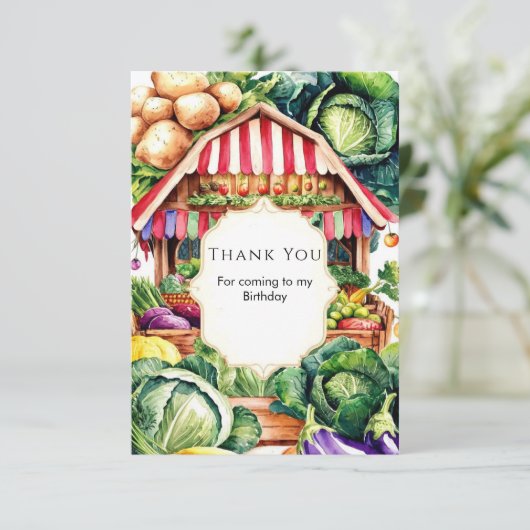 パステルカラーの地元で育てられた農家の市場誕生日 サンキューカード (スタンド正面)