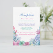 パステルカラーの多肉植物がデザインされたカジュアルな結婚式の受付カード エンクロージャーカード (スタンド正面)