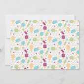 パステルカラーの女の子の誕生日パーティー アイスクリームのデコレーション 招待状 (裏面)