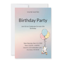パステルカラーの子供の誕生日招待状