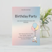 パステルカラーの子供の誕生日招待状 招待状 (スタンド正面)