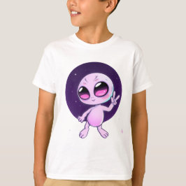 パステルカラーの宇宙のかわいい雰囲気 - Peaceful Alien Tシャツ