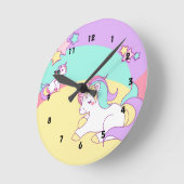 パステルカラーの小さいユニコーン ラウンド壁時計 (傾斜)