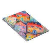 パステルカラーの小さな家が柔らかな色合いで、穏やかな雰囲気 ノートブック (右側)