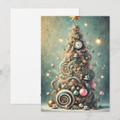 パステルカラーの幻想的なクリスマスツリーのホリデーグリーティング シーズンカード (正面/裏面)