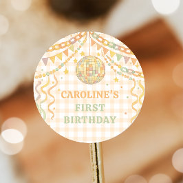 パステルカラーの幻想的なディスコボール 誕生日ステッカー ラウンドシール