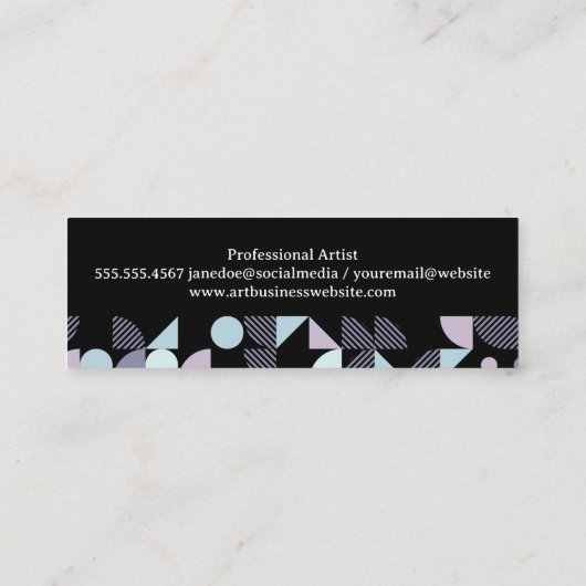 パステルカラーの幾何学的パターン スキニー名刺 (裏面)