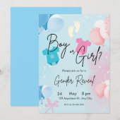パステルカラーの性別発表招待状（男の子？女の子？） 招待状 (正面/裏面)