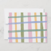 パステルカラーの手描きチェック柄 ノートカード (裏面)
