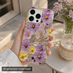 パステルカラーの押し花コテージコア柄  iPhone 16 PRO MAXケース