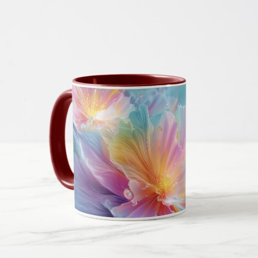 パステルカラーの抽象的な宇宙の花の爆発 マグカップ (正面左)