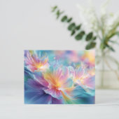 パステルカラーの抽象的な宇宙花火 ポストカード (スタンド正面)