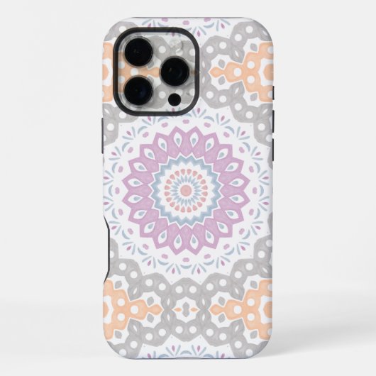 パステルカラーの春の曼荼羅模様 iPhoneケース (裏面)