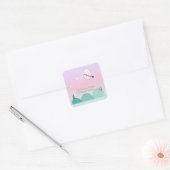 パステルカラーの月明かりに輝くウィンタードリーム スクエアシール (封筒)