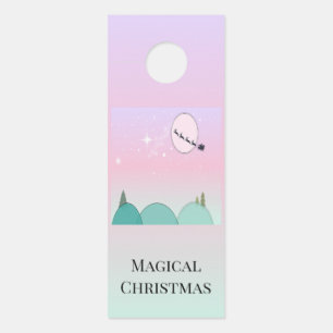 パステルカラーの月明かりのクリスマスグラデーションの光 ドアノブサイン