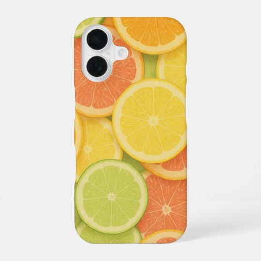 パステルカラーの柑橘スライス柄 iPhone 16ケース (裏面)
