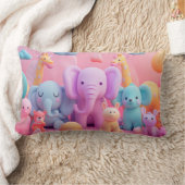 パステルカラーの柔らかい動物 ランバークッション (ブランケット)