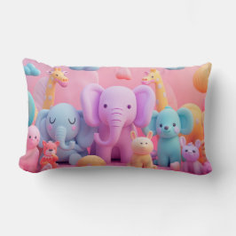 パステルカラーの柔らかい動物 ランバークッション