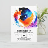 パステルカラーの森のキツネの誕生日パーティー 招待状 (スタンド正面)