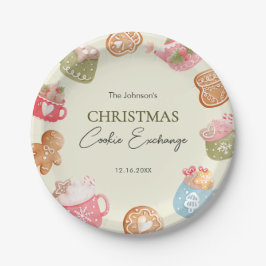 パステルカラーの楽しいクリスマスクッキー交換会パーティー ペーパープレート