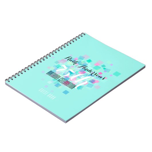 パステルカラーの水の第75誕生会の来客名簿 ノートブック (左側)