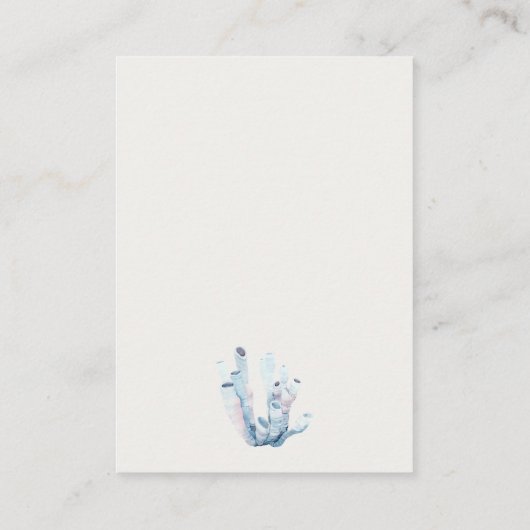 パステルカラーの水中カニ珊瑚の赤ちゃんシャワー用の本 エンクロージャーカード (裏面)