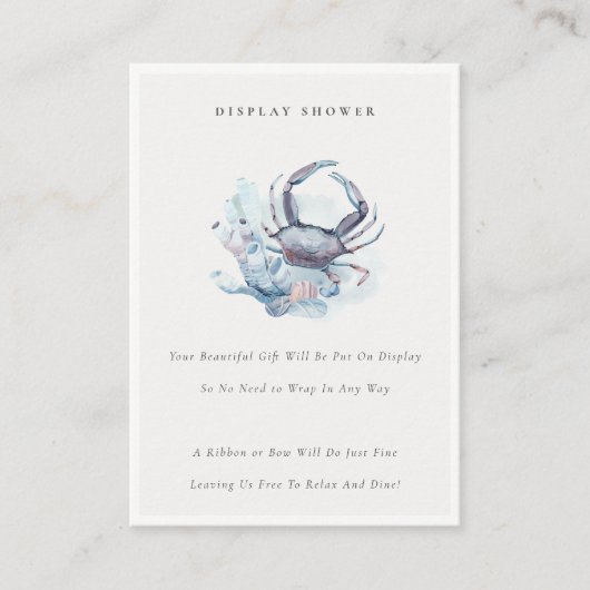 パステルカラーの水中カニ珊瑚ディスプレイ ベビーシャワー エンクロージャーカード (正面)